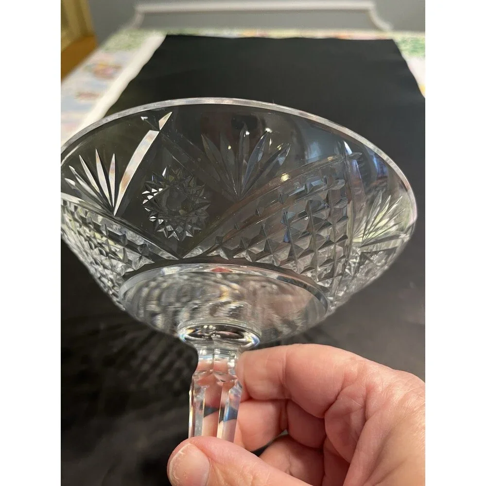 Waterford Crystal Compote Candy Dish Pedestal Vintage Fans Hobstars Crosscuts